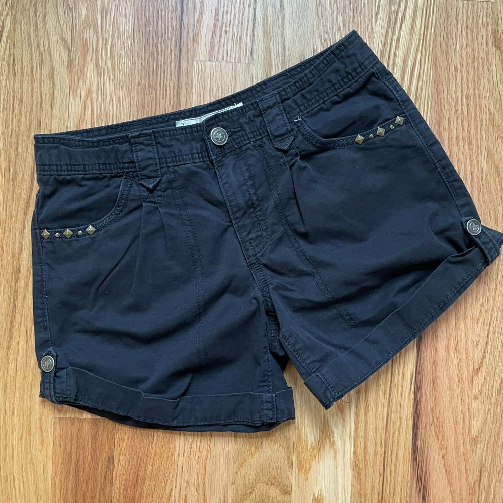 Route 66 Girls 100% Cotton Black Shorts Embellished Adjustable Length - Size 12
